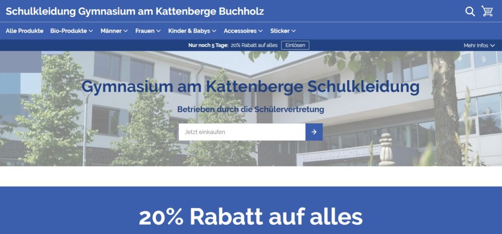 Ansicht des Schulkleidungs-Shops der Schülervertretung